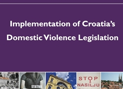 [ai] A presentation slide titled 'Implementation of Croatiaâ€™s Domestic Violence Legislation' on a purple background. The bottom features various images including cityscapes and a graphic with 'STOP NASILJU'.